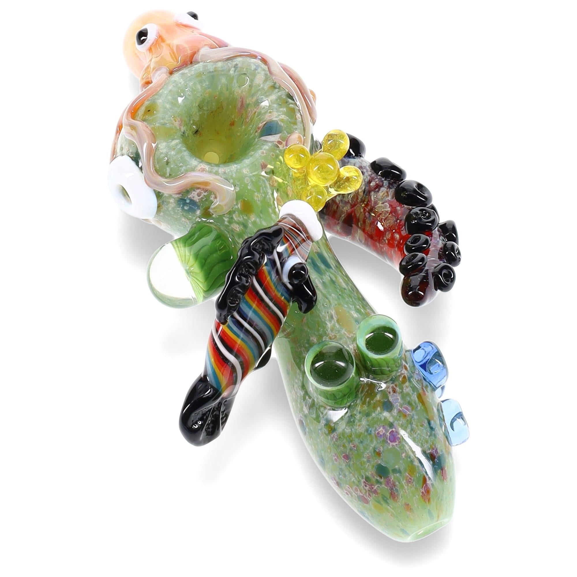 Frit Ocean-Life Glass Hand Pipe “Reef Critters” – 4″ – Assorted Colors