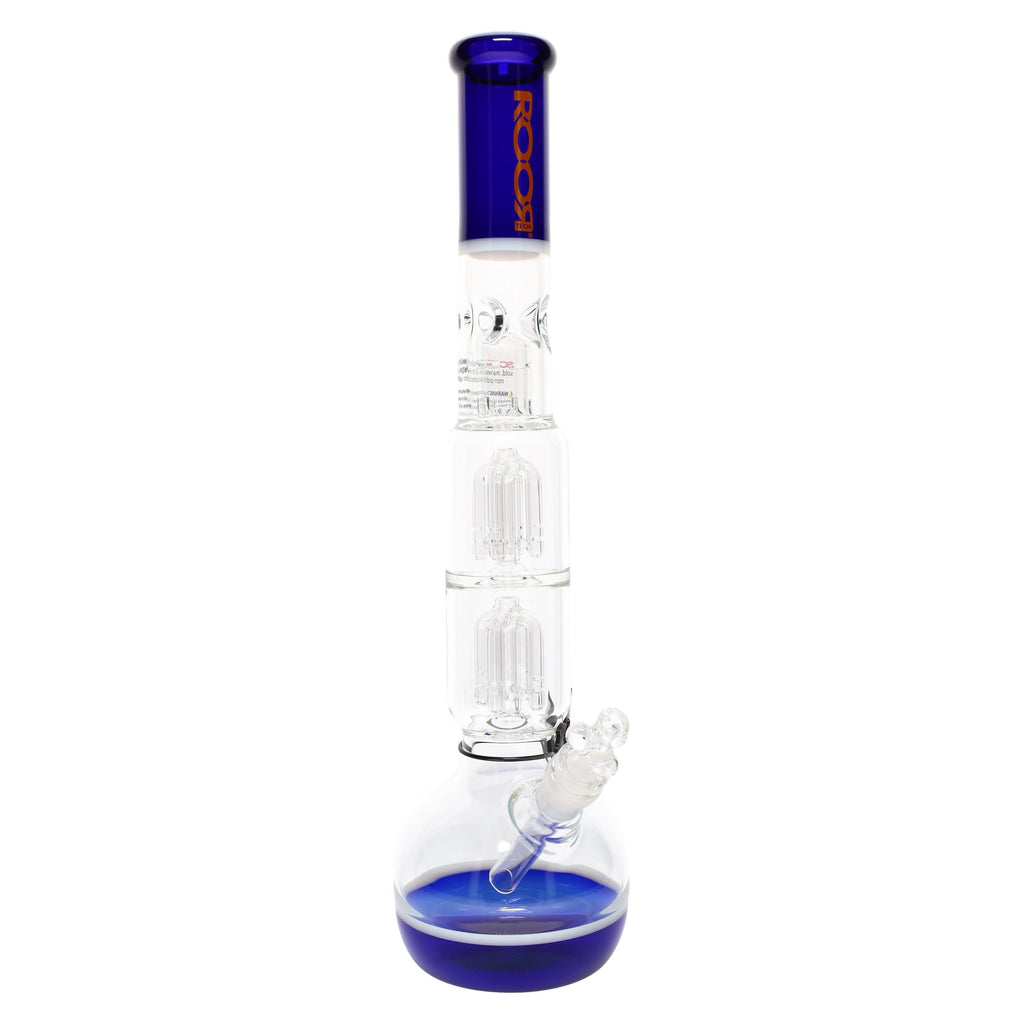 ROOR Tech 18" Multicolor Bubble Base Bong – Glass-on-Glass with Dual Stereo Tree Percs