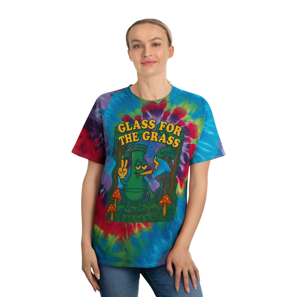 Tie-Dye Spiral Tee — "Glass for the Grass" Graphic T-Shirt