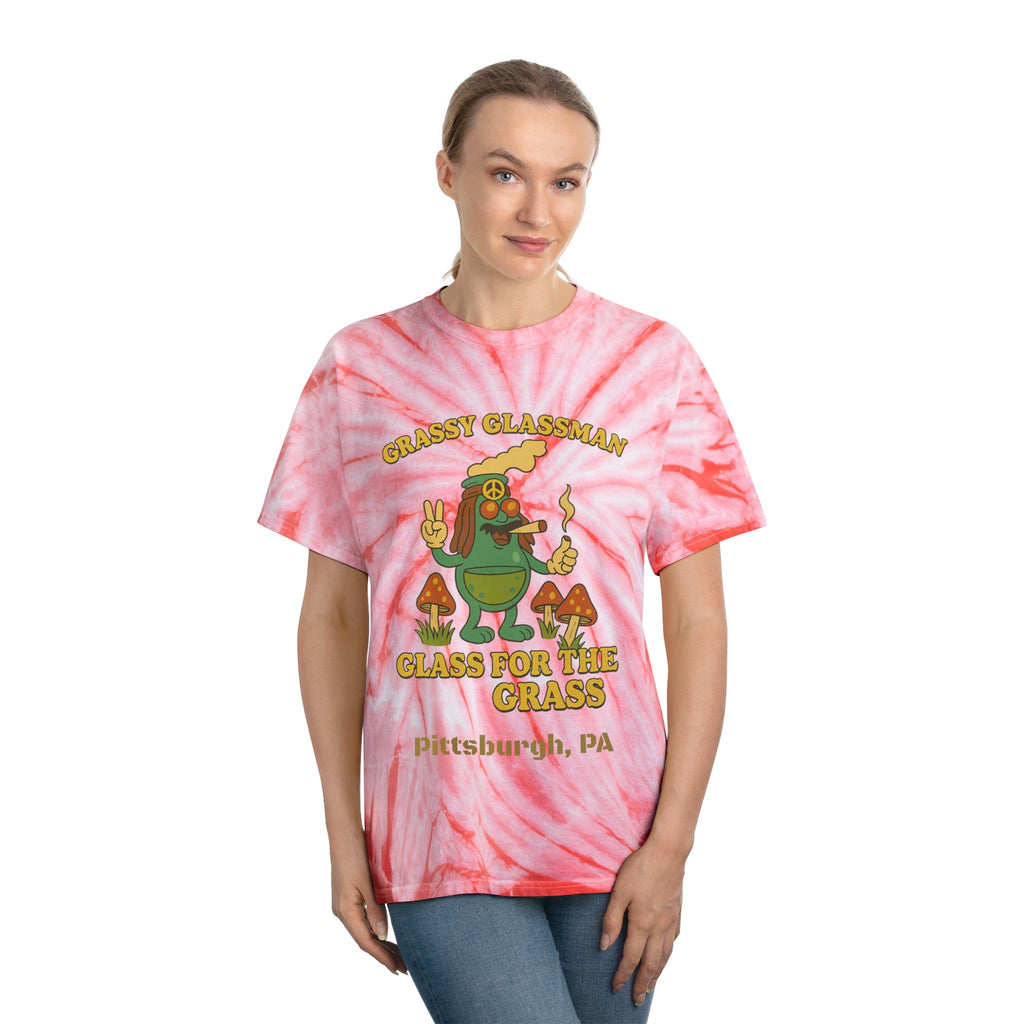 Hippie Tie-Dye Tee — "Glass for the Grass" Graphic T-Shirt