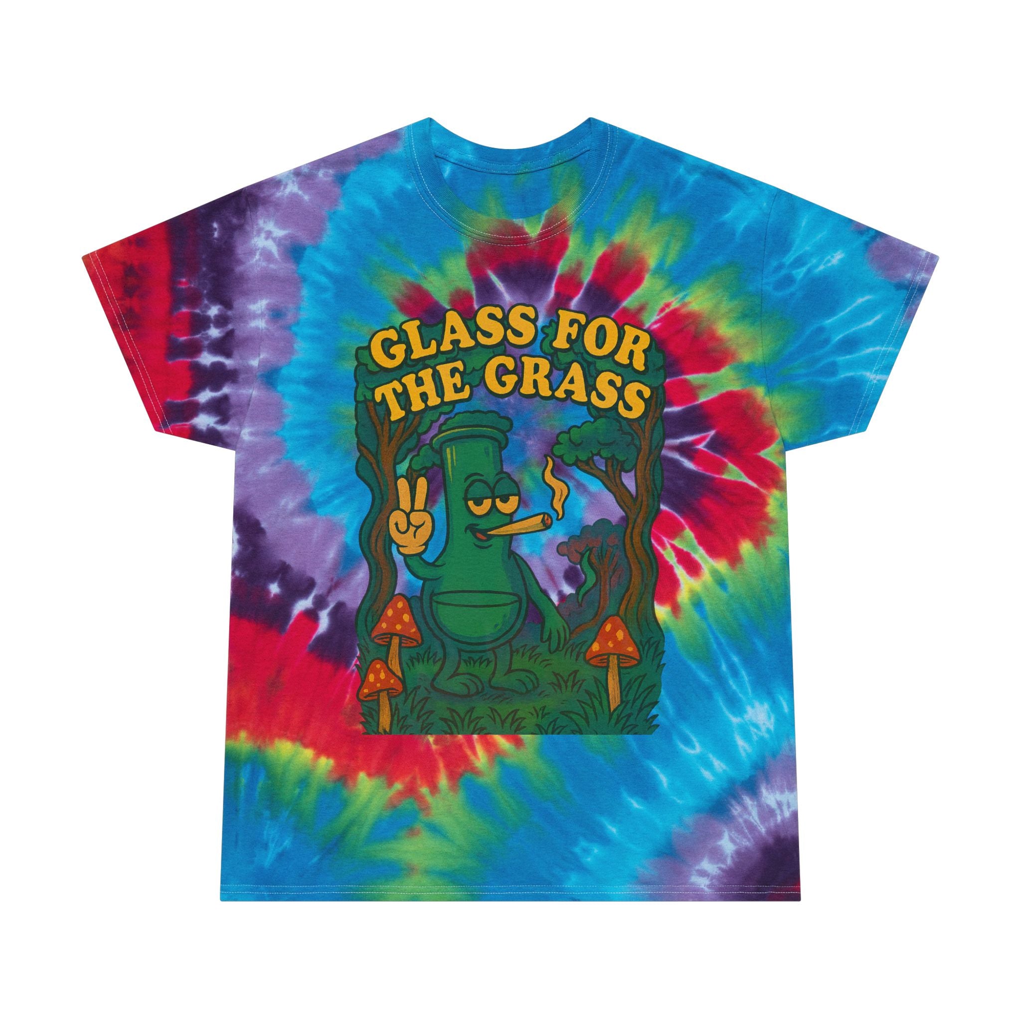 Tie-Dye Spiral Tee — "Glass for the Grass" Graphic T-Shirt