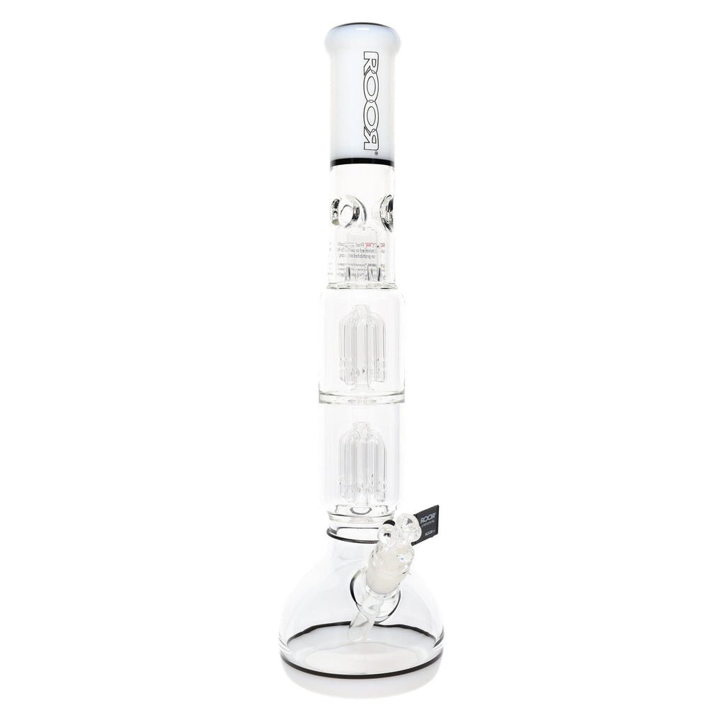 ROOR Tech 18" Multicolor Bubble Base Bong – Glass-on-Glass with Dual Stereo Tree Percs