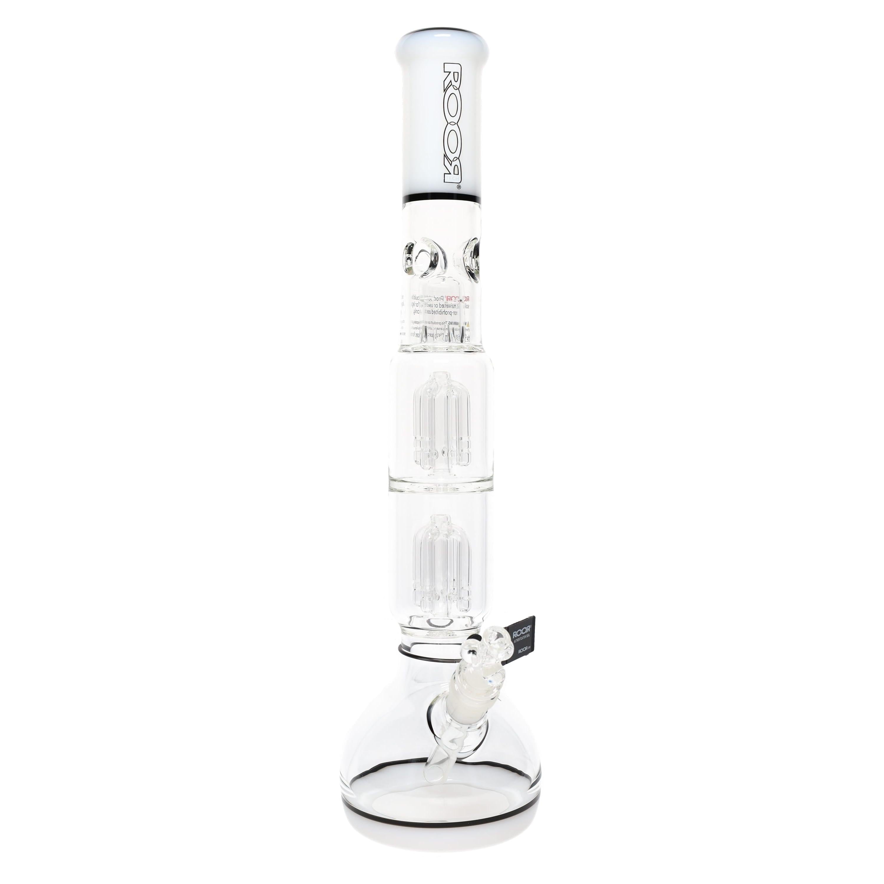 ROOR Tech 18" Multicolor Bubble Base Bong – Glass-on-Glass with Dual Stereo Tree Percs