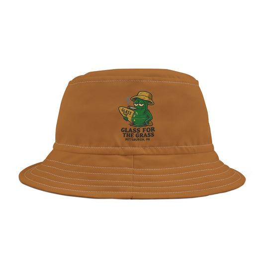 Bucket Hat — 'Glass for the Grass' Stoner Frog Bucket Hat | Casual Festival Headwear