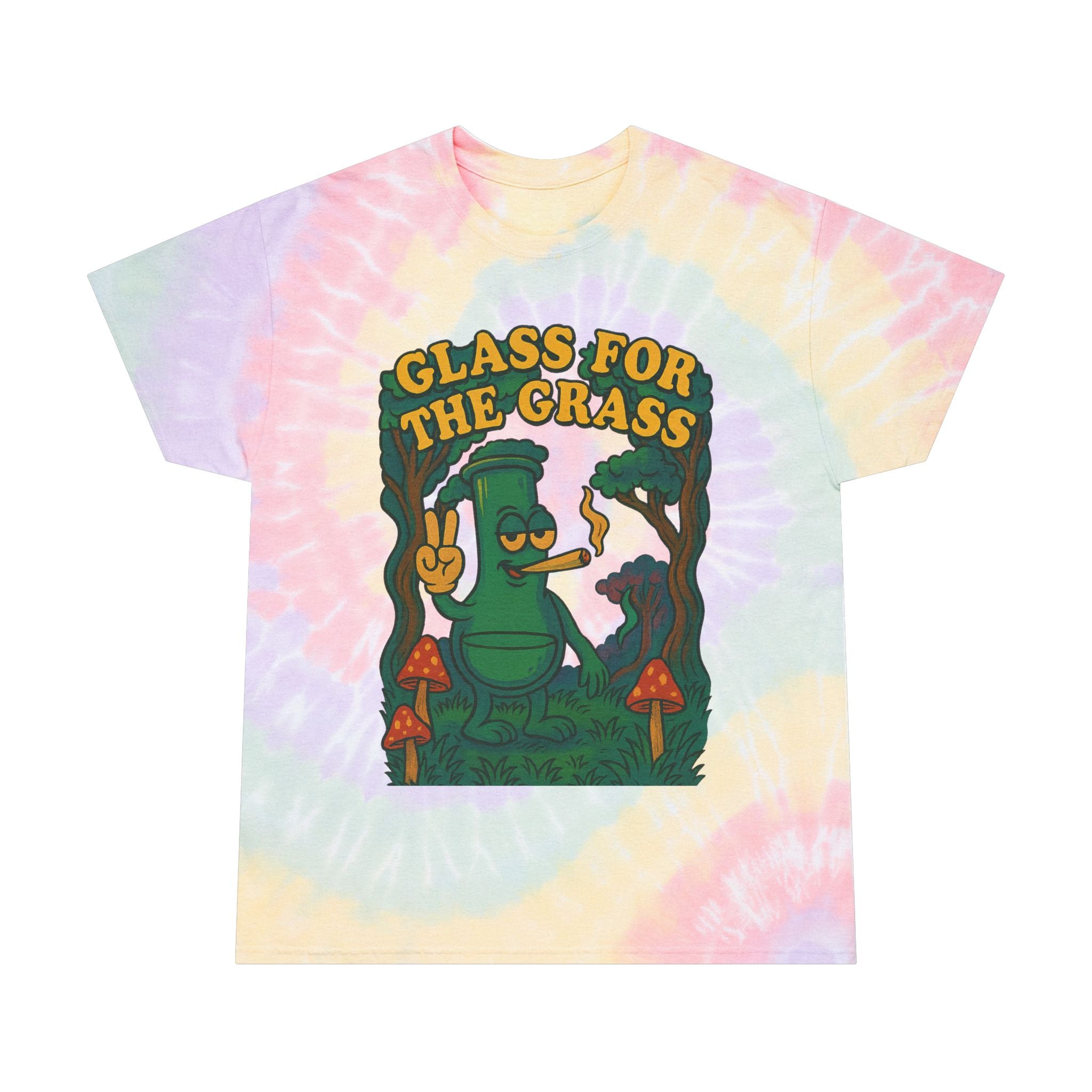 Tie-Dye Spiral Tee — "Glass for the Grass" Graphic T-Shirt