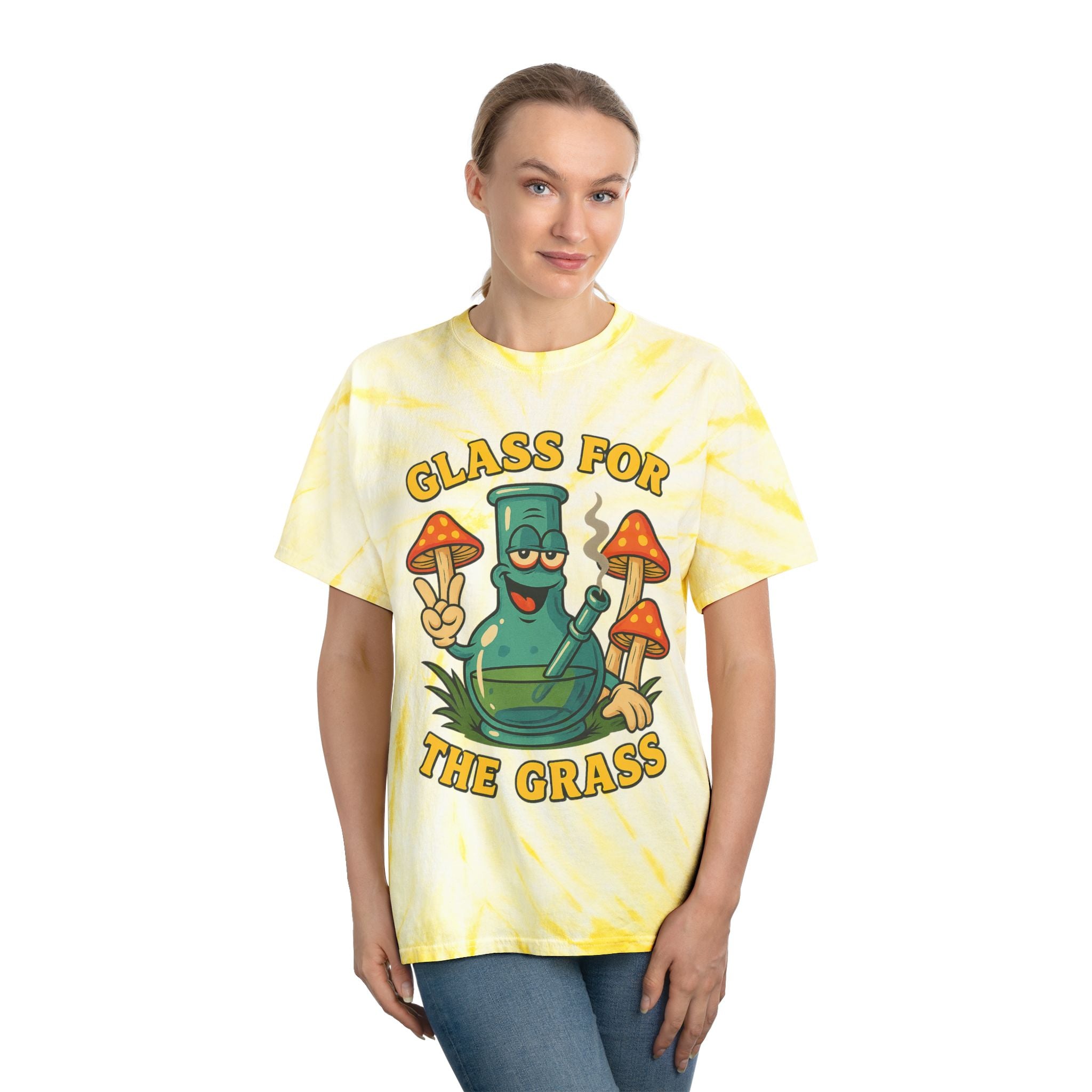 Tie-Dye Tee — "Glass for the Grass" Graphic T-Shirt