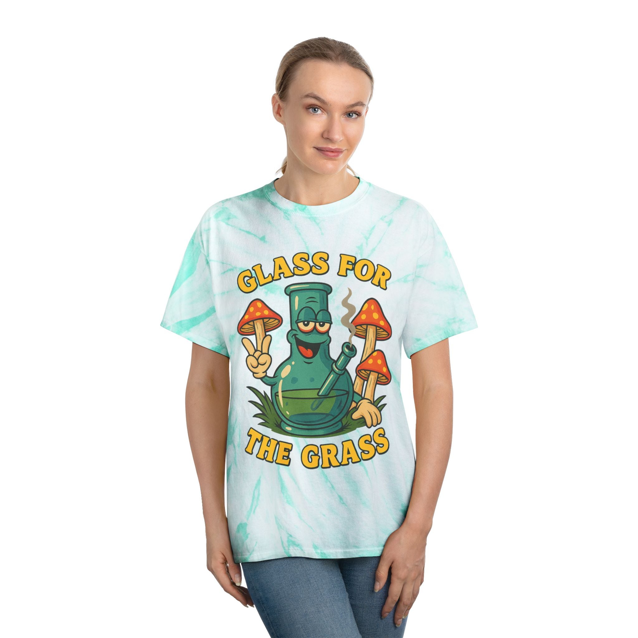 Tie-Dye Tee — "Glass for the Grass" Graphic T-Shirt