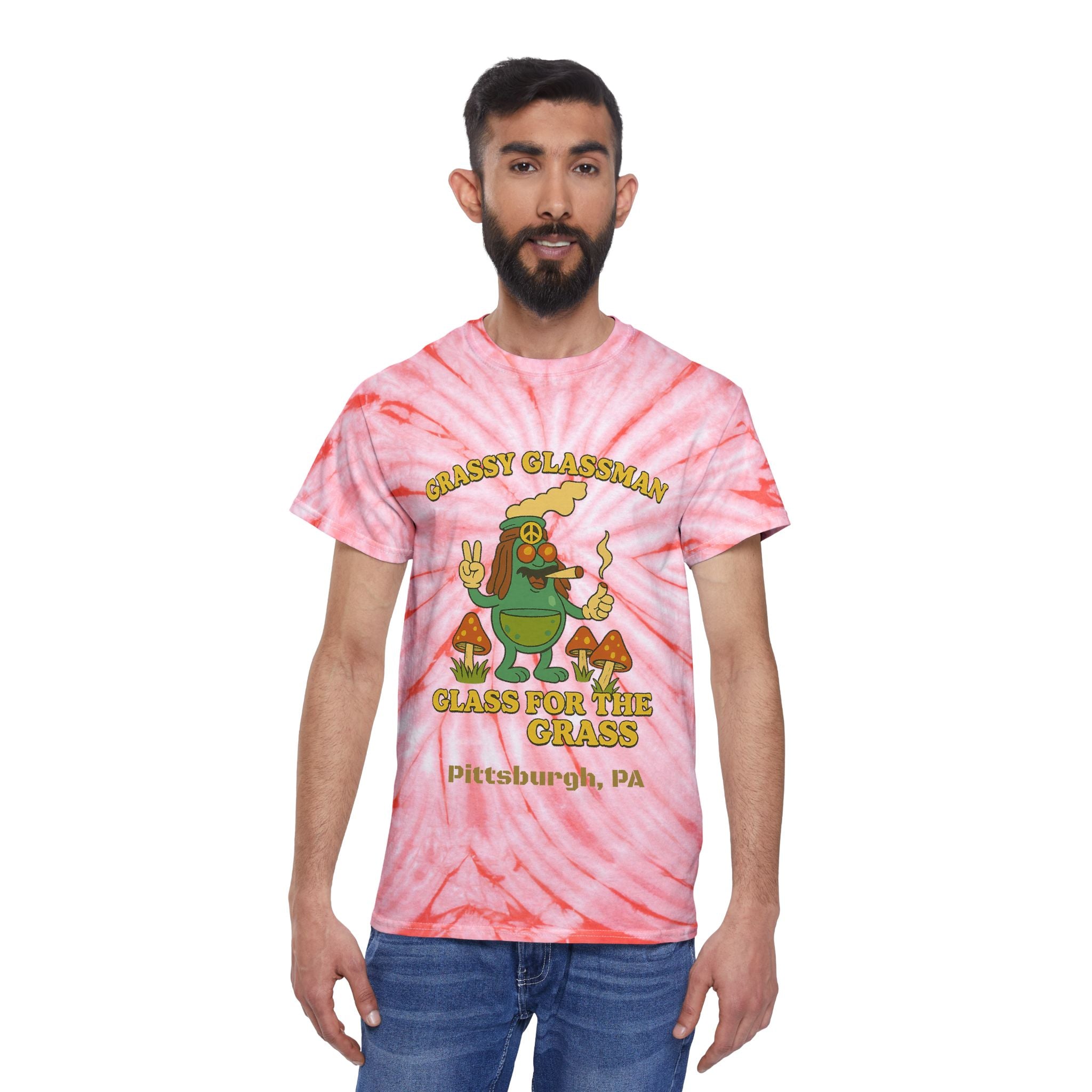 Hippie Tie-Dye Tee — "Glass for the Grass" Graphic T-Shirt