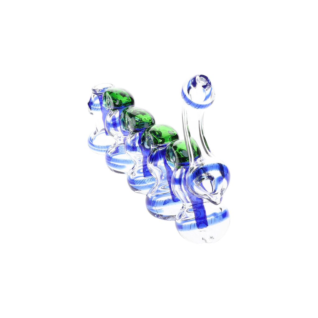 Glass Multi-Chamber Striped Sherlock Bubbler “Ripple Rail” – 9″