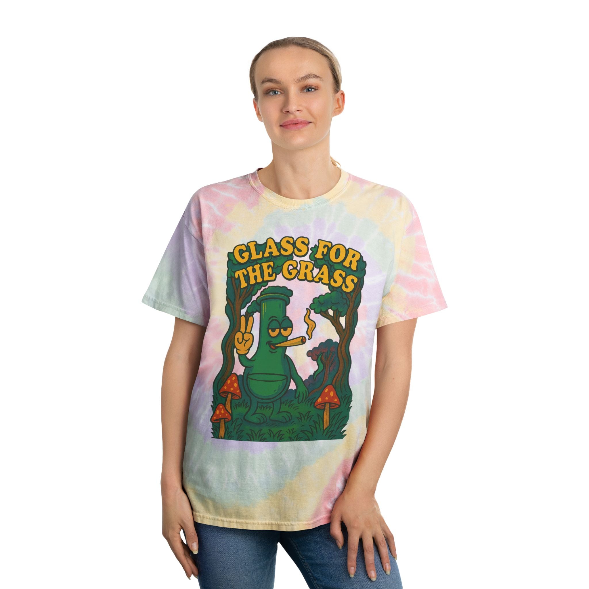 Tie-Dye Spiral Tee — "Glass for the Grass" Graphic T-Shirt