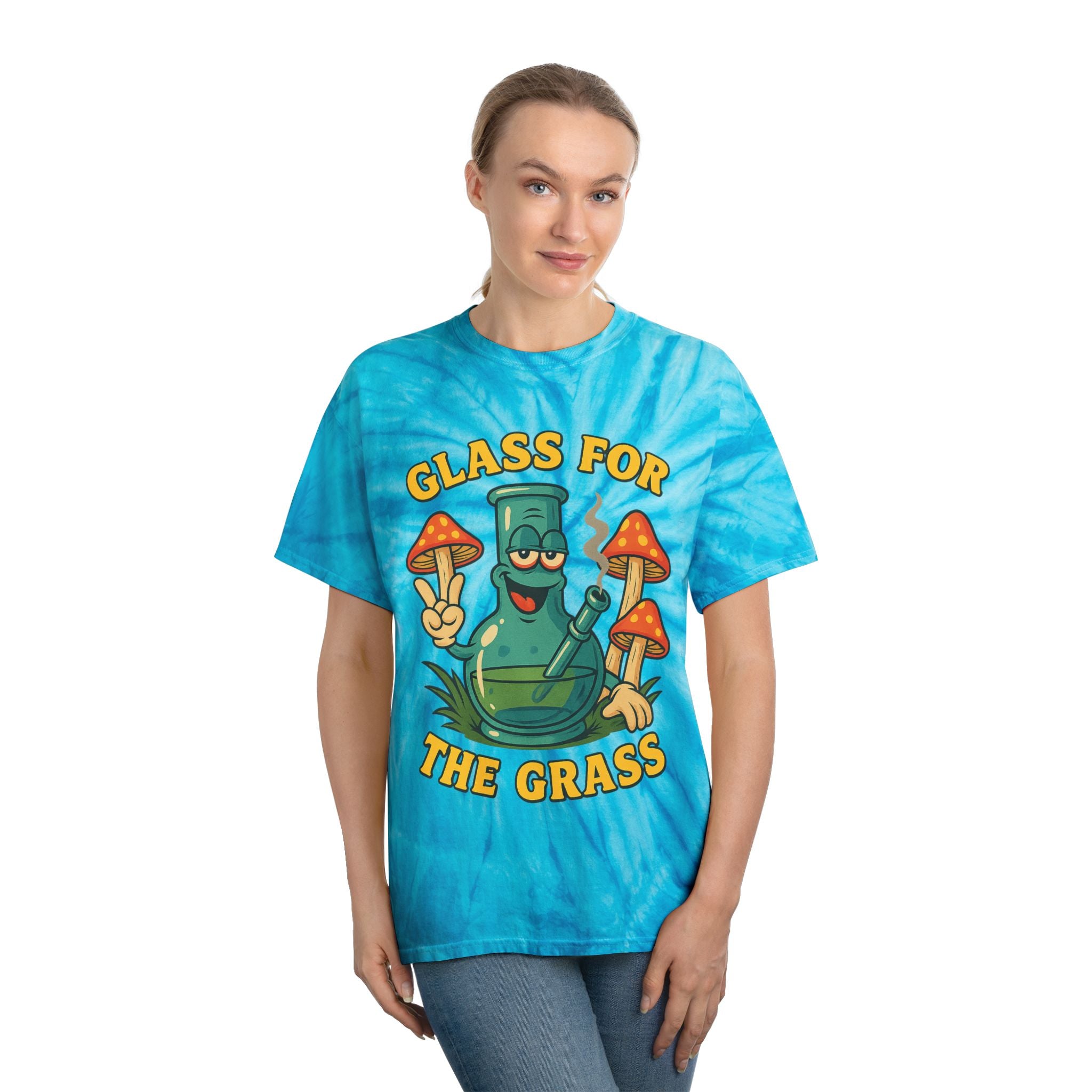 Tie-Dye Tee — "Glass for the Grass" Graphic T-Shirt