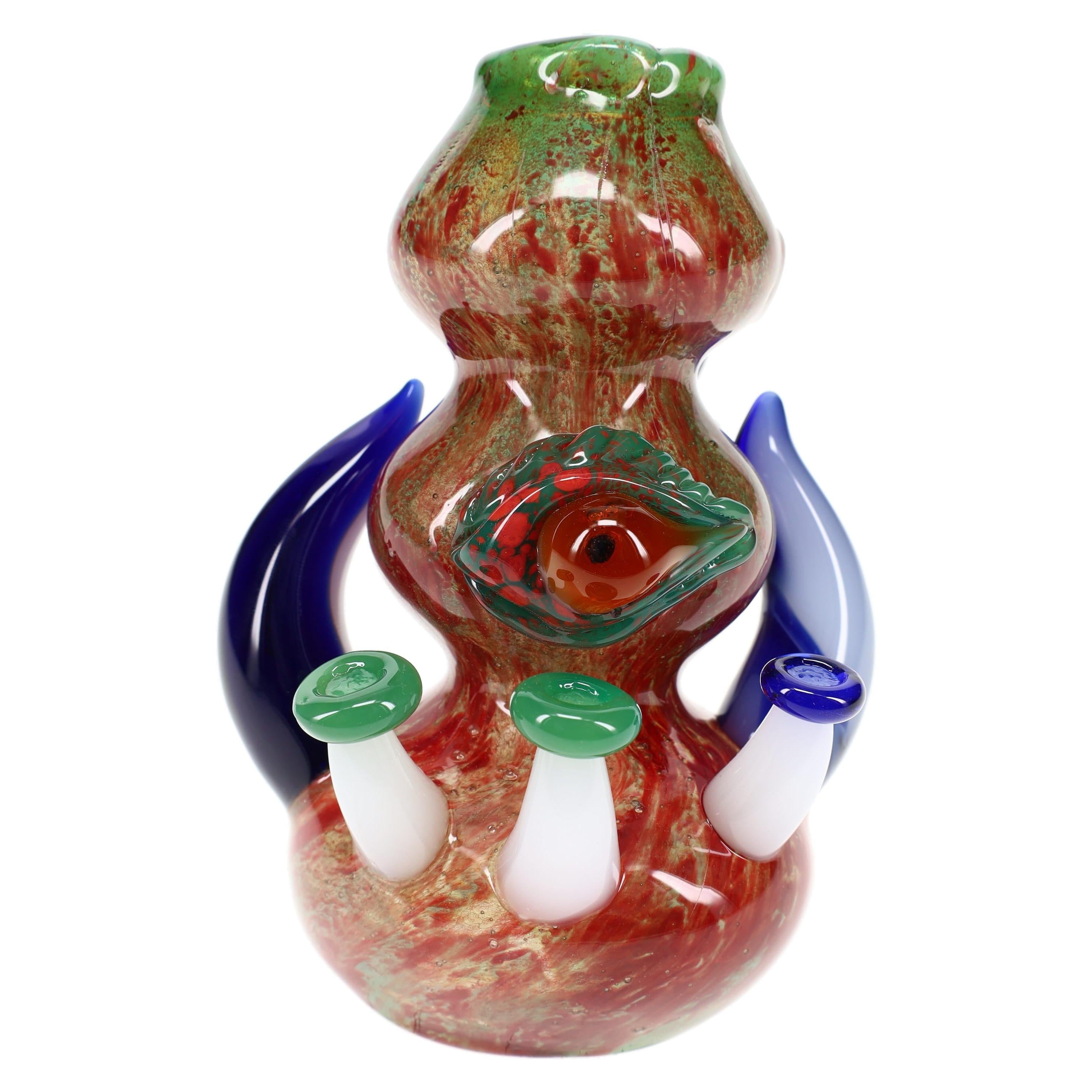 Glass Tentacle Hammer Bubbler “Kraken Eye” – Silver Fumed – 8″ – Assorted Colors