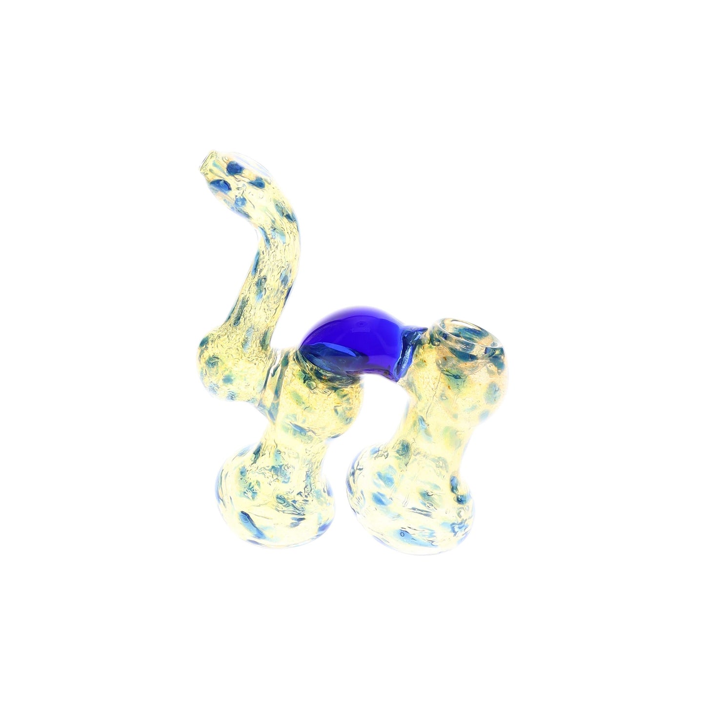 Color-Changing Dotted Double-Chamber Sherlock Bubbler “Blue Bridge” – 7″