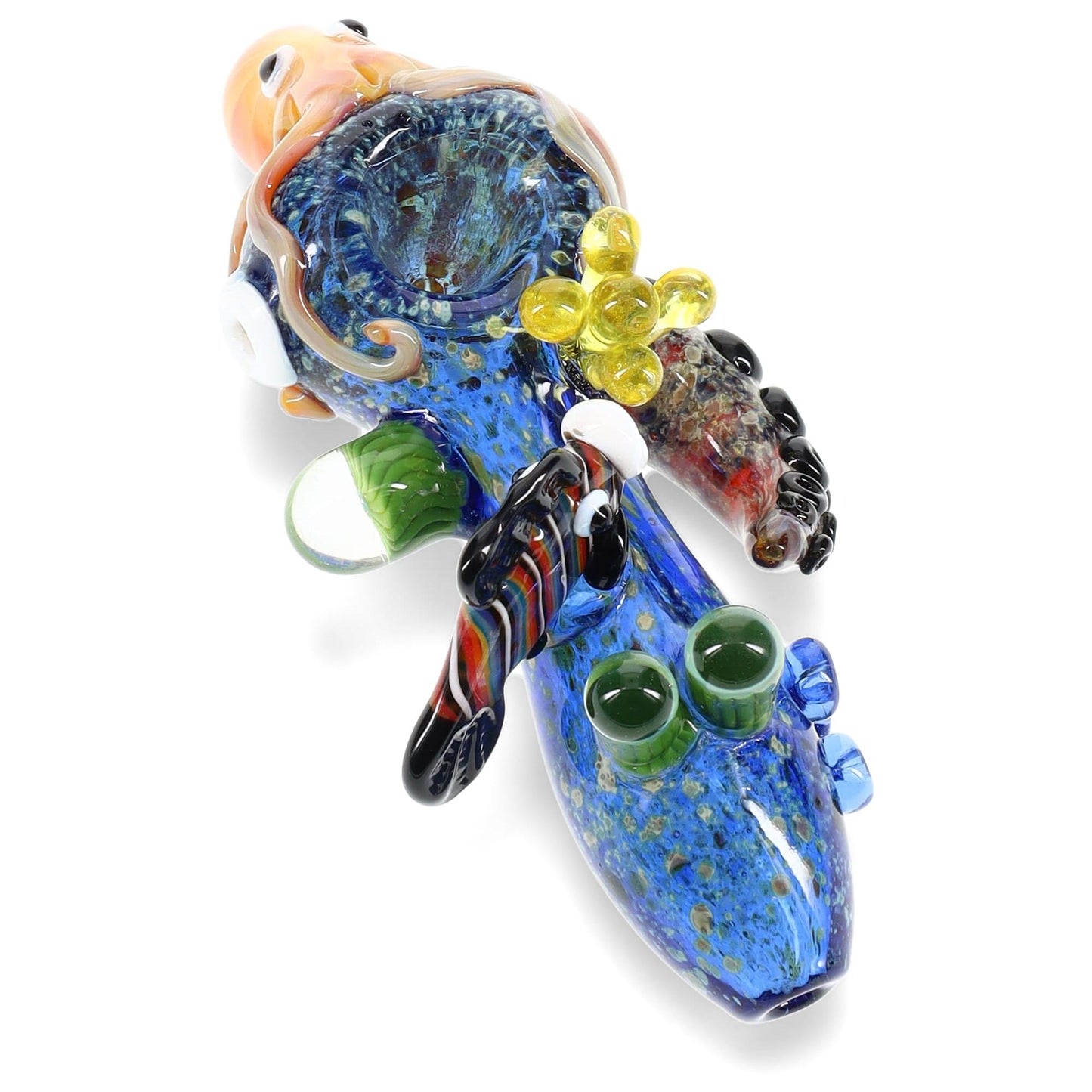 Frit Ocean-Life Glass Hand Pipe “Reef Critters” – 4″ – Assorted Colors