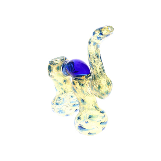 Color-Changing Dotted Double-Chamber Sherlock Bubbler “Blue Bridge” – 7″