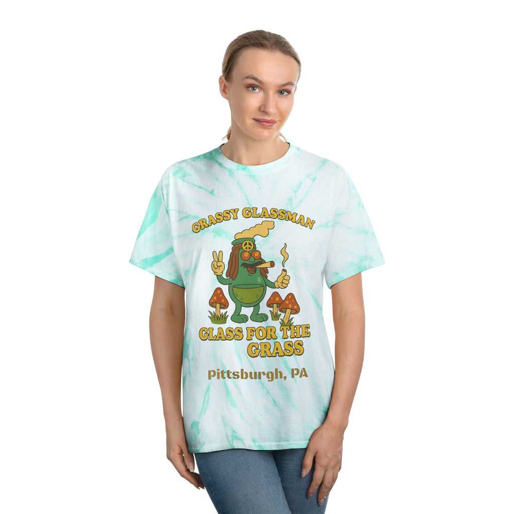 Hippie Tie-Dye Tee — "Glass for the Grass" Graphic T-Shirt