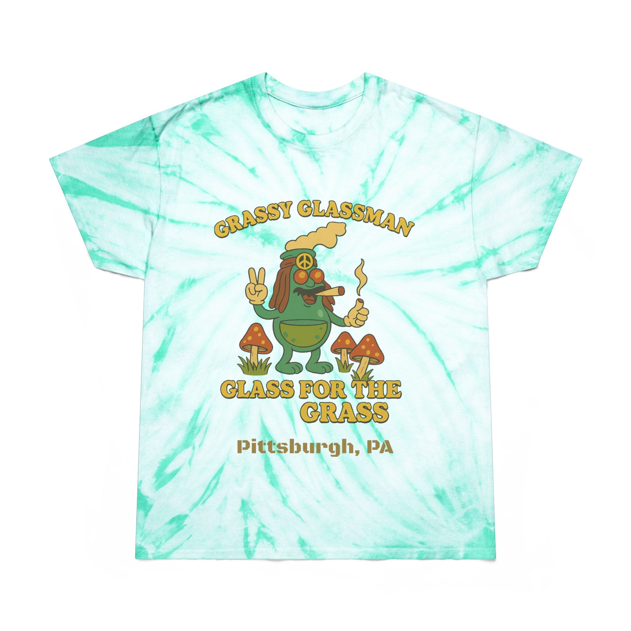 Hippie Tie-Dye Tee — "Glass for the Grass" Graphic T-Shirt