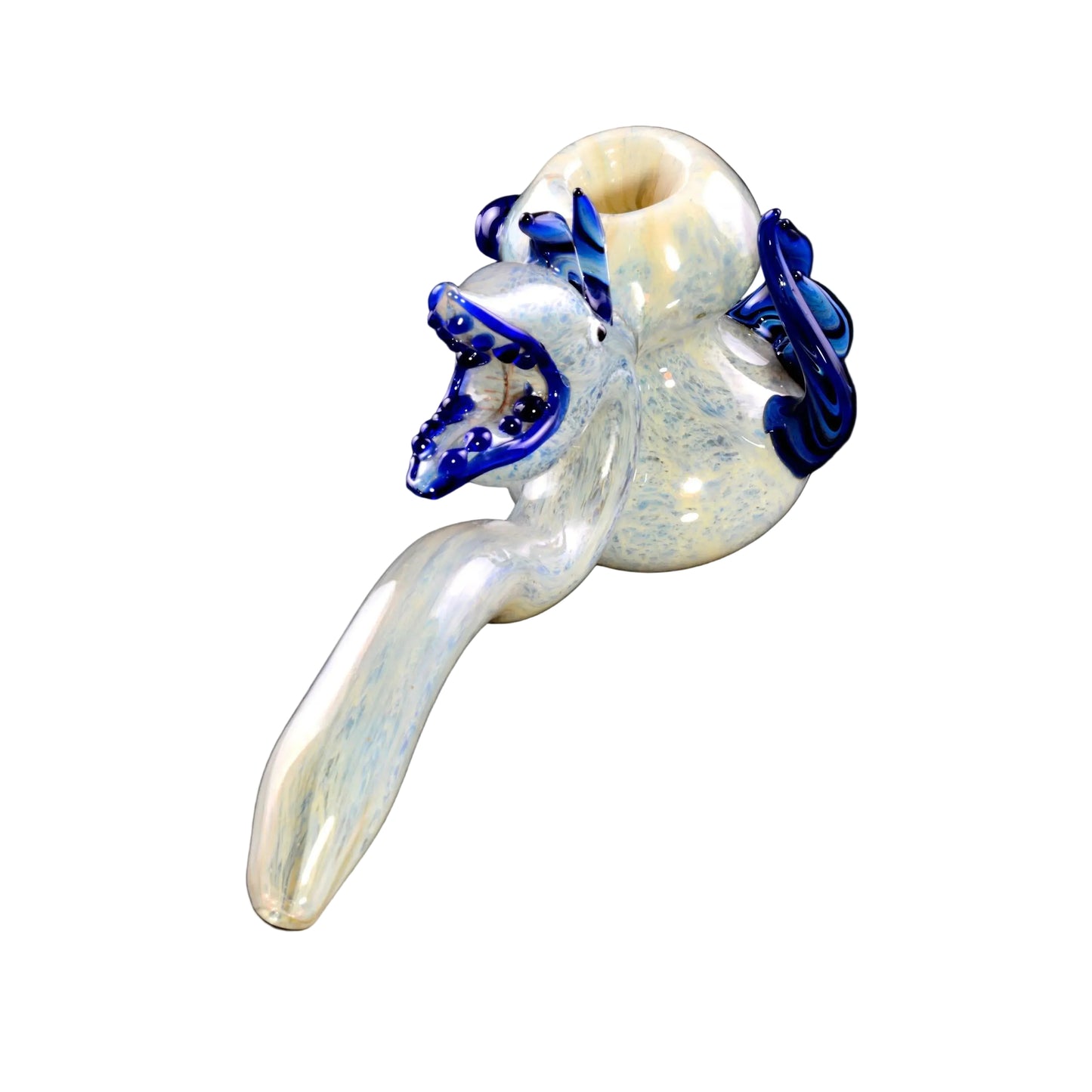 Silver-Fumed Spiky Monster Glass Hammer Bubbler “Reef Beast” – 8″