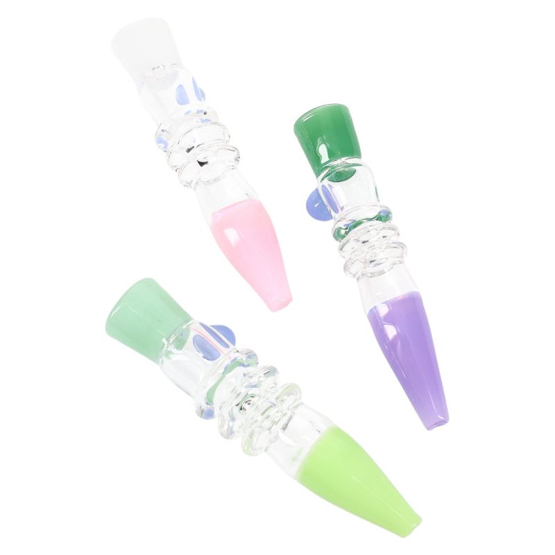 Slime-Colored Glass Chillum with Ring Grip (Assorted) 4″