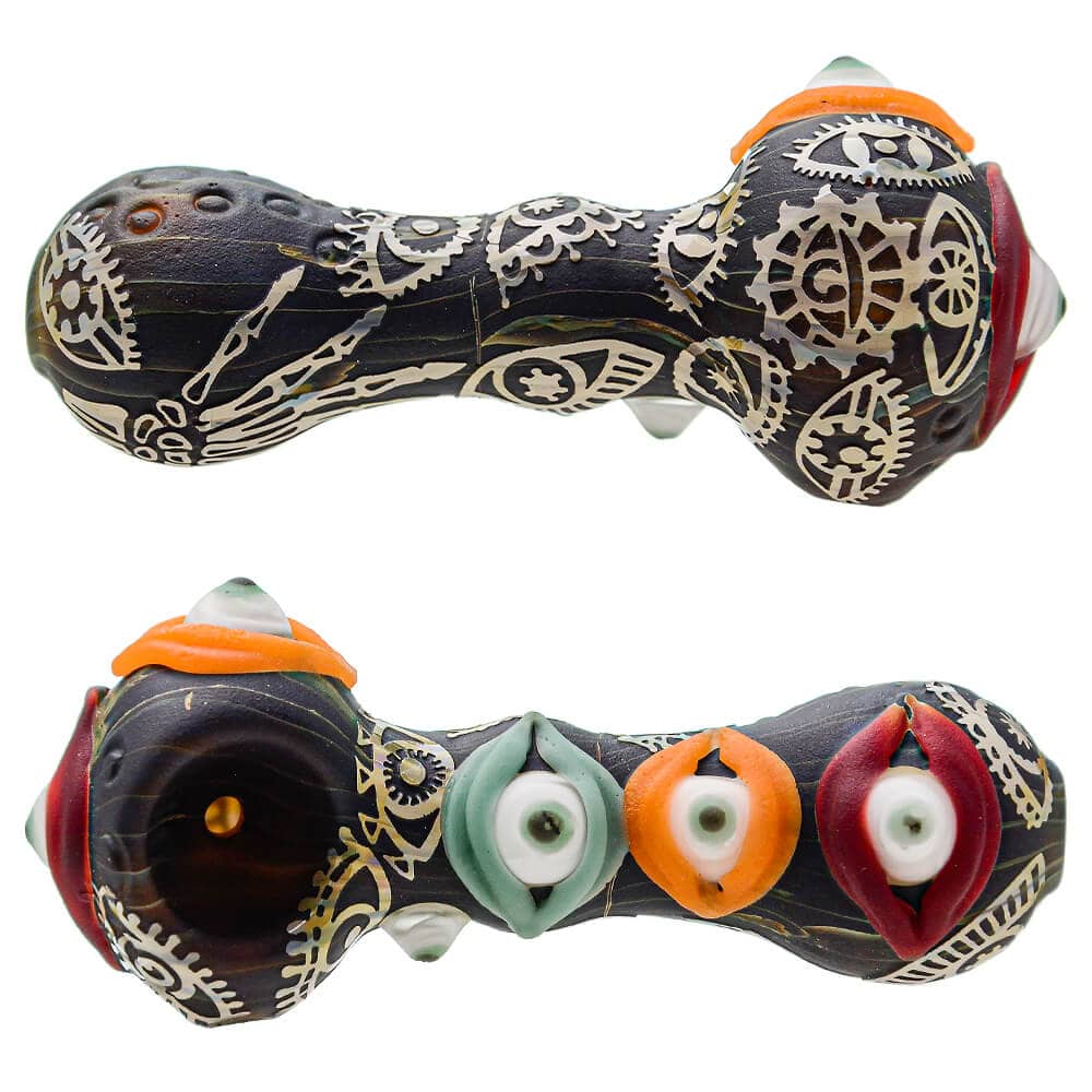 HEADY EVIL EYES PIPE W SANDBLASTED DESIGN | CALIBEAR