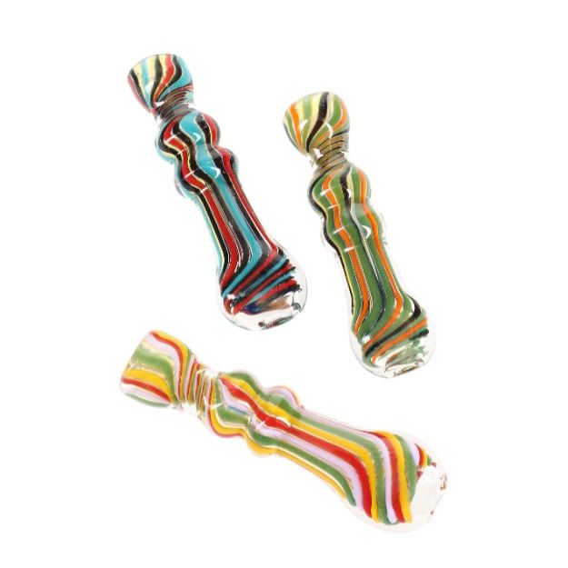 Color Changing Striped Glass Chillum “Rainbow Taster” – Assorted Colors