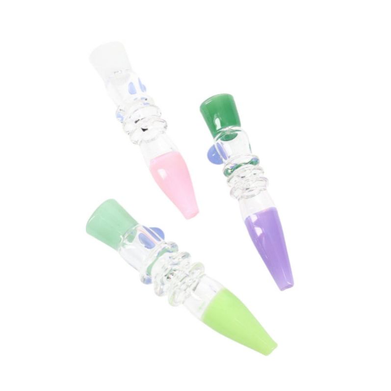 Slime-Colored Glass Chillum with Ring Grip (Assorted) 4″