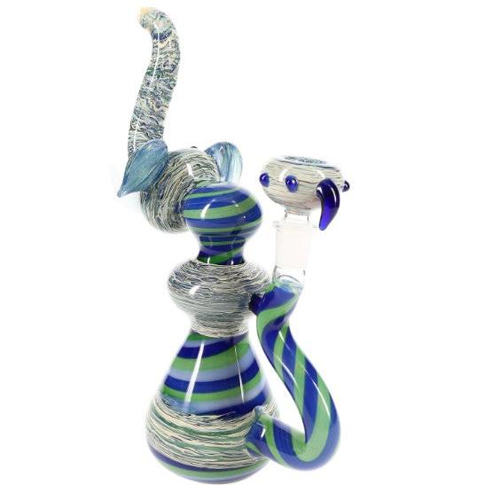 10″ Silver-Fumed Spiral Stripe Elephant Bong