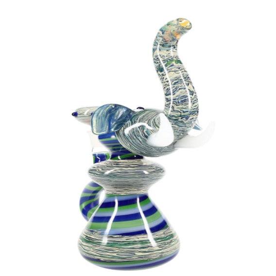 10″ Silver-Fumed Spiral Stripe Elephant Bong