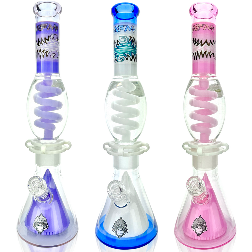 AFM Glass 16" Reversal UFO Pyramid Freezable Coil Glass Beaker Bong